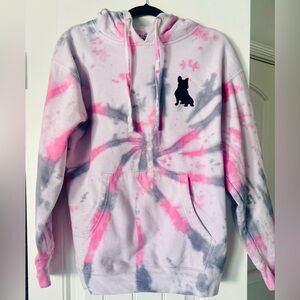 SPREAD LOVE Pink and Gray Tie-Dye Hoodie